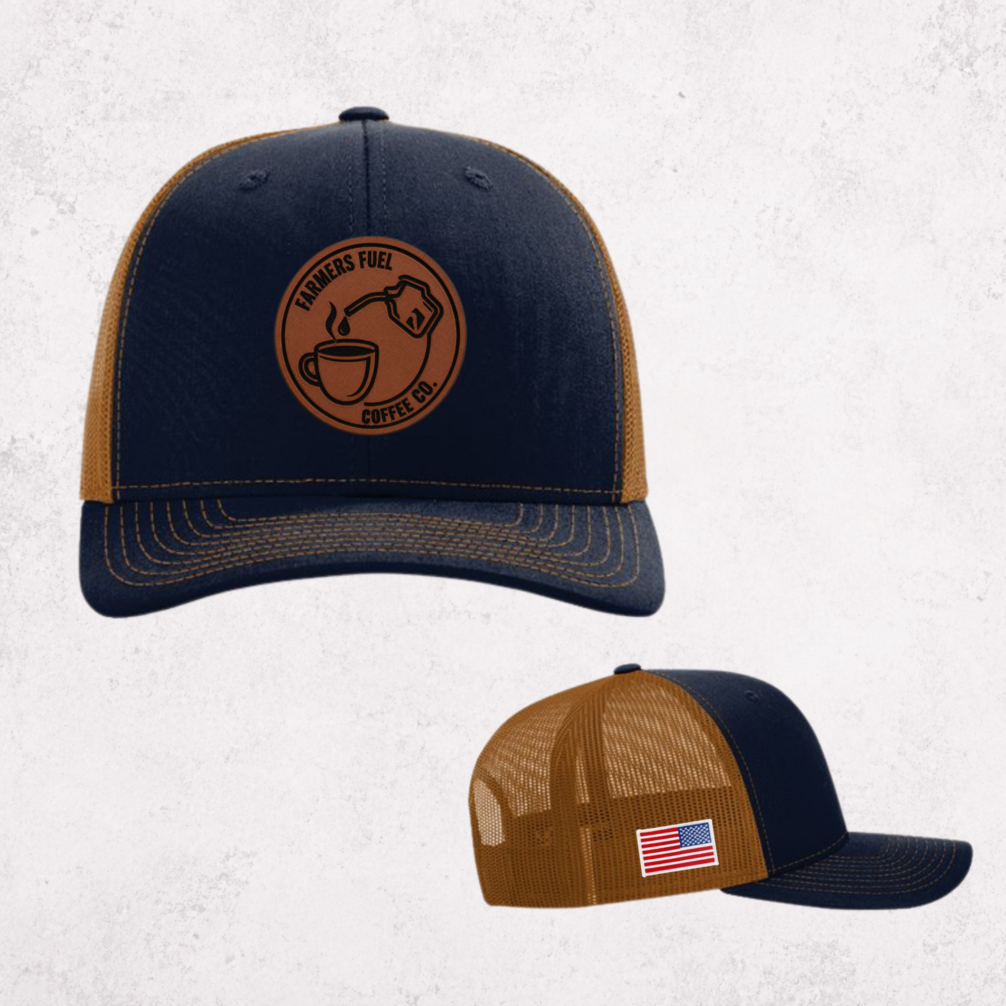 Farmers Fuel Round Patch Hat – Navy/Amber
