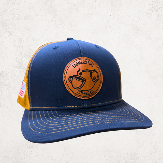 Farmers Fuel Round Patch Hat – Navy/Amber